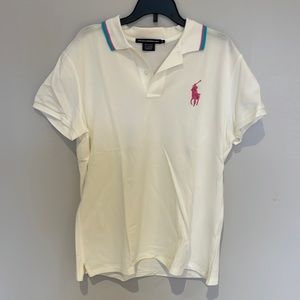 White, blue & pink Ralph Lauren golf polo